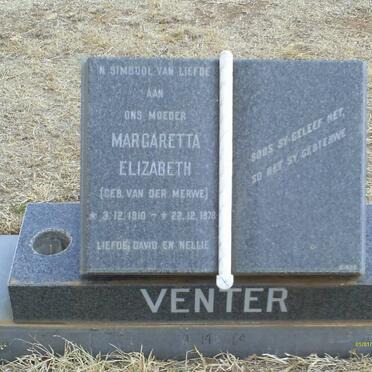 VENTER Margaretha Elizabeth nee VAN DER MERWE 1910-1978