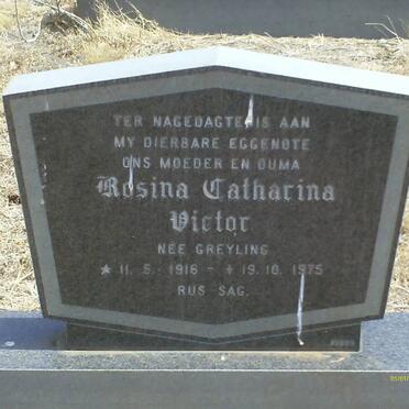 VICTOR Rosina Catharina nee GREYLING 1916-1975