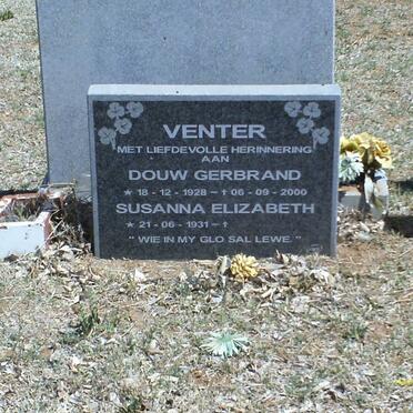 VENTER Douw Gerbrand 1928-2000 &amp; Susanna Elizabeth 1931-