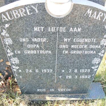 WESTHUIZEN Aubrey, van der 1932- &amp; Mary 1929-1992