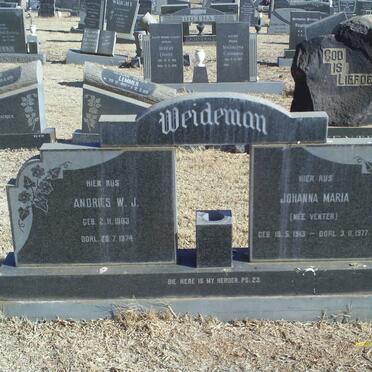 WEIDEMAN Andries W.J. 1903-1974 &amp; Johanna Maria VENTER 1913-1977