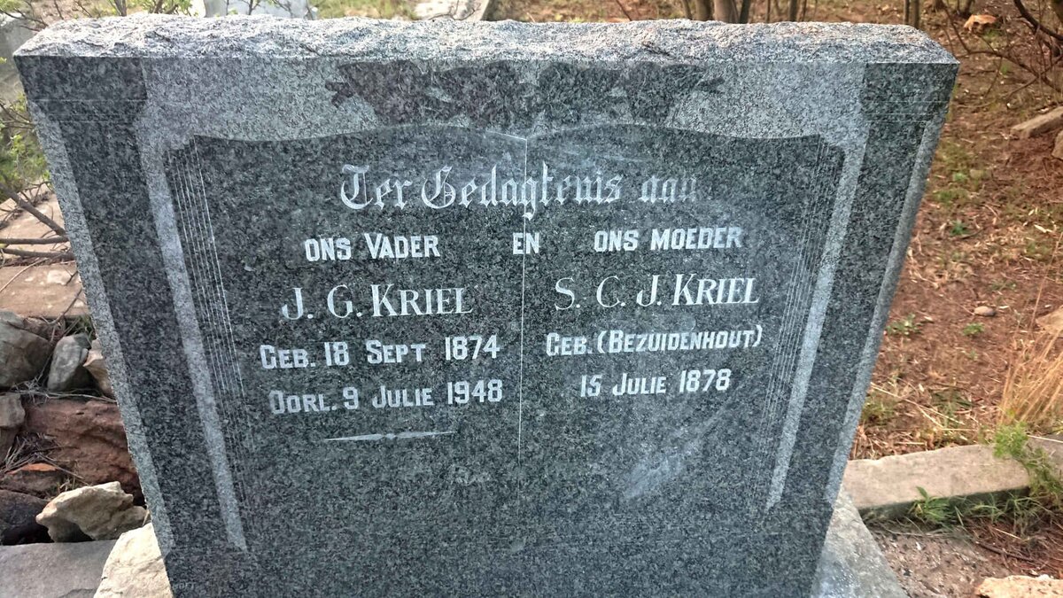 KRIEL J.G. 1874-1948 & S.C.J. BEZUIDENHOUT 1878-