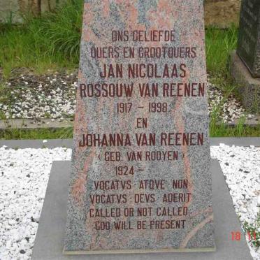 REENEN Jan Nicolaas Rossouw, van 1917-1998 &amp; Johanna VAN ROOYEN 1924-