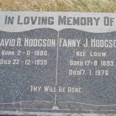 HODGSON David R. 1880-1955 &amp; Fanny J. LOUW 1893-1976