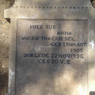 GRIESEL Anna Magrietha 1905-1926
