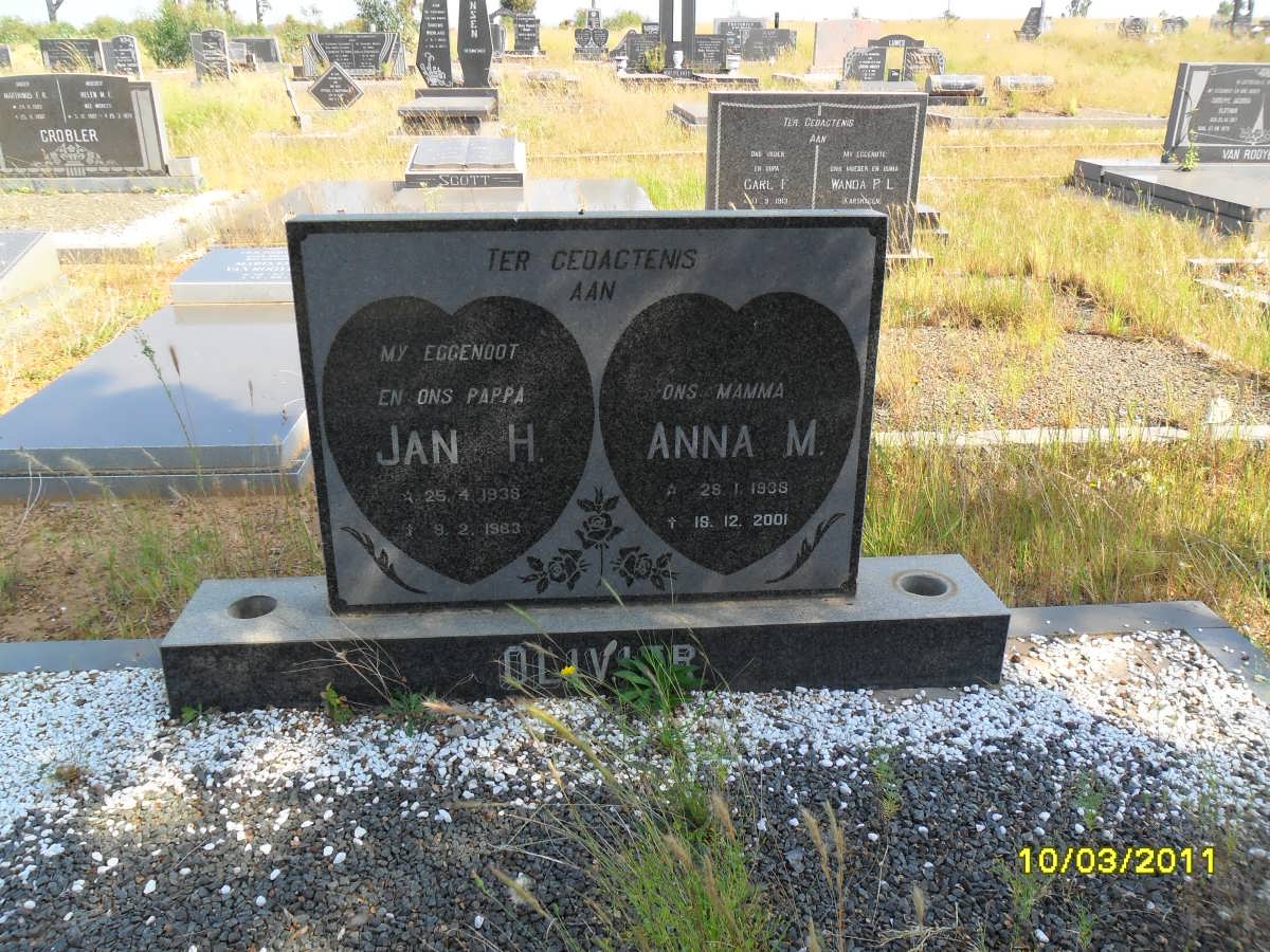 OLIVIER Jan H. 1935-1963 &amp; Anna M. 1935-2001