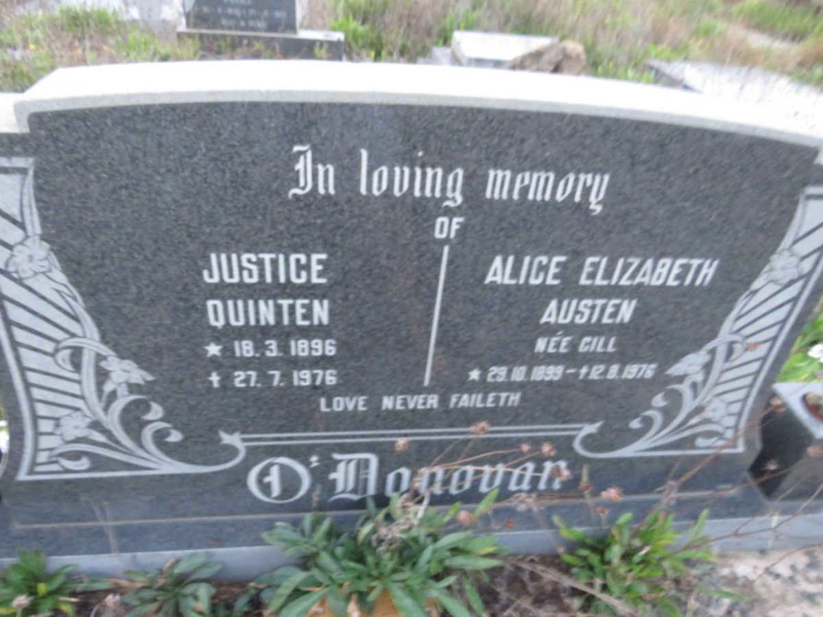 O'DONOVAN Justice Quinten 1896-1976 & Alice Elizabeth Austen GILL 1899-1976