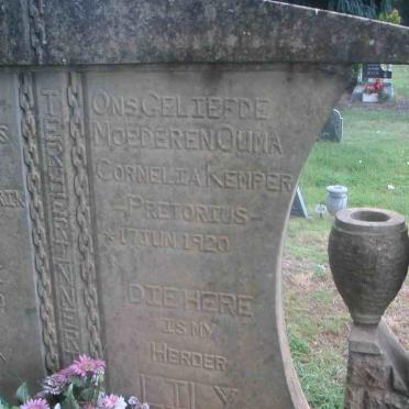 MERWE Cornelia Kemper , van der, nee PRETORIUS  1920-