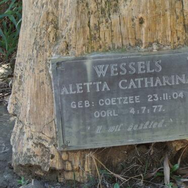 WESSELS Aletta Catharina nee COETZEE 1904-1977