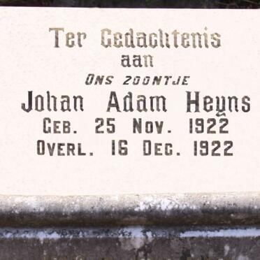 HEYNS Johan Adam 1922-1922