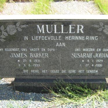 MULLER James Barker 1931-1993 &amp; Susarah Johanna 1929-2006