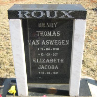 ROUX Henry Thomas van Aswegen 1950-2011 &amp; Elizabeth Jacoba 1947-