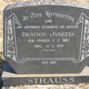 STRAUSS Beatrix Janetta nee FRASER 1897-1970