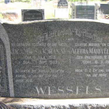 WESSELS Jacobus Johannes 1875-1953 &amp; Aletha Maria Elizabeth PRETORIUS 1880-1966