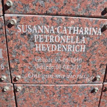 HEYDENRICH Susanna Catharina Petronella 1950-2017