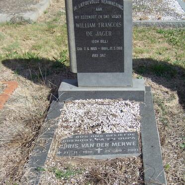 JAGER William Francois, de 1889-1968 :: VAN DER MERWE Chris 1918-2001 :: VAN DER MERWE Willem Francois 1954-1996