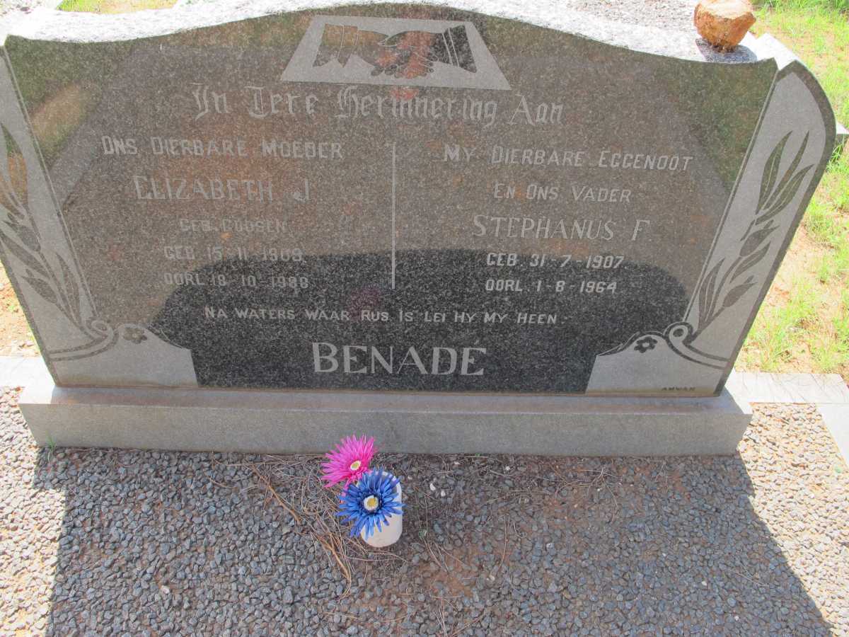 BENADE Stephanus F. 1907-1964 &amp; Elizabeth J. 1909-1988