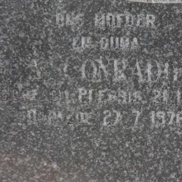 CONRADIE A. nee DU PLESSIS 1884-1976