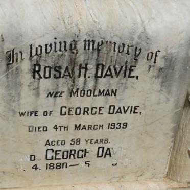DAVIE George 1880-1970 &amp; Rosa H. MOOLMAN -1939