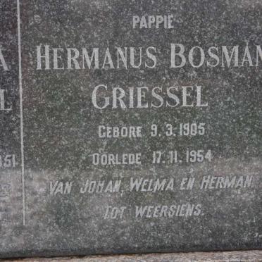 GRIESSEL Hermanus Bosman 1905-1954 &amp; Johanna Susanna Elizabeth PIETERSE 1917- 1951