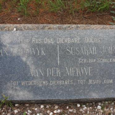 MERWE Jan Lodewyk, v.d &amp; Susarah Johanna v. SCHALKWYK