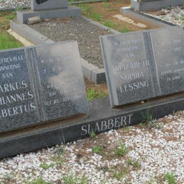 SLABBERT Markus Johannes Albertus 1928-1992 &amp; Elizabeth Sophia Lessing 1929-1982