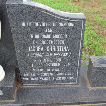 TOIT Jacoba Christina, du nee VAN NIEKERK 1910-1994