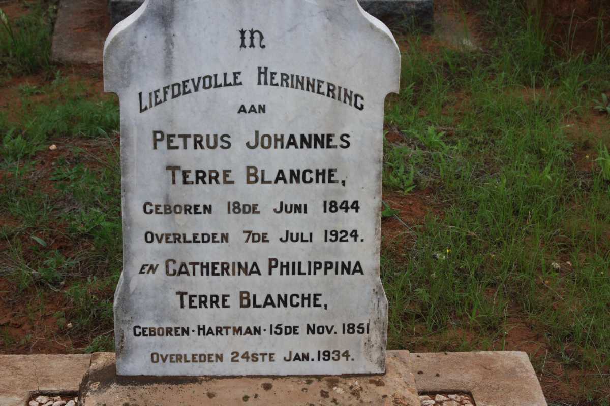 TERREBLANCHE Petrus Johannes 1844-1924 &amp; Catherina Philippina HARTMAN 1851-1934