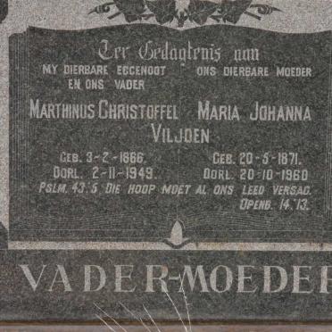 VILJOEN Marthinus Christoffel 1866-1949 &amp; Maria Johanna 1871-1960