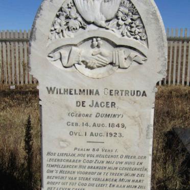 JAGER Wilhelmina Gertruda, de nee DUMINY 1849-1923