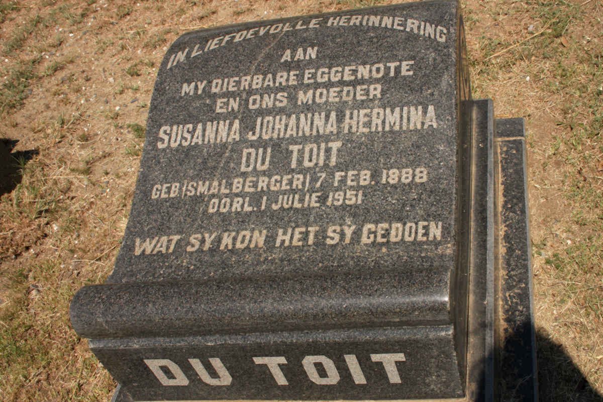 TOIT Susanna Johanna Hermina, du nee SMALBERGER 1888-1951