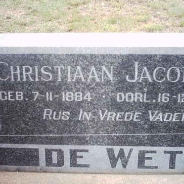 WET Christiaan Jacobus, de 1884-1932