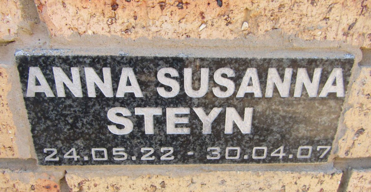 STEYN Anna Susanna 1922-2007