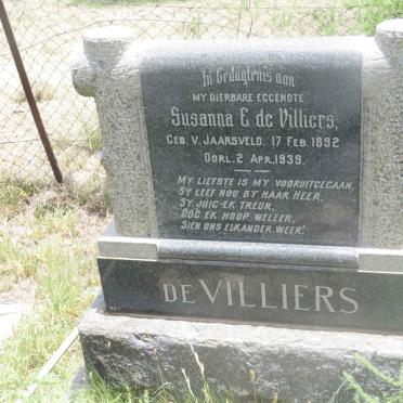 VILLIERS Susanna E., de nee VAN JAARSVELD 1892-1939