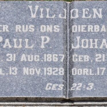 VILJOEN Paul P. 1867-1928 &amp; Johanna C. 1879-1958