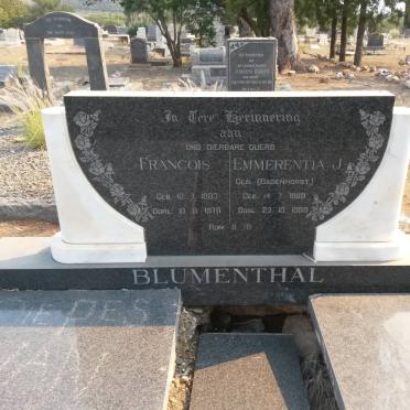 BLUMENTHAL Francois 1883-1970 &amp; Emmerentia J. BADENHORST 1889-1988
