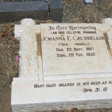 GROBBELAAR Johanna E. nee FERREIRA 1887-1952