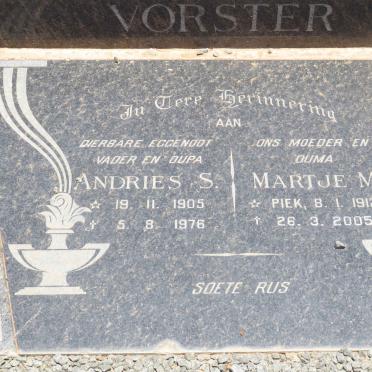 VORSTER Andries S. 1905-1976 &amp; Martje M. 1912-2005