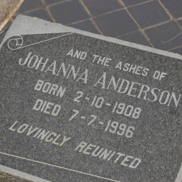 ANDERSON William de Wet 1891-1961 &amp; Johanna 1908-1996