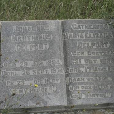 DELPORT Johannes Marthinus 1894-1974 &amp; Catherina Maria Elizabeth COETZEE 1899-1949