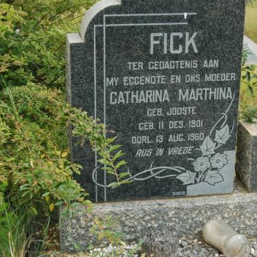 FICK Catharina Marthina nee JOOSTE 1901-1960