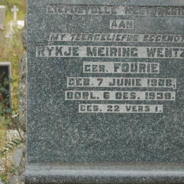 WENTZEL Rykje Meiring nee FOURIE 1908-1939
