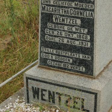 WENTZEL Magrietha Cornelia nee DE WET 1868-1931