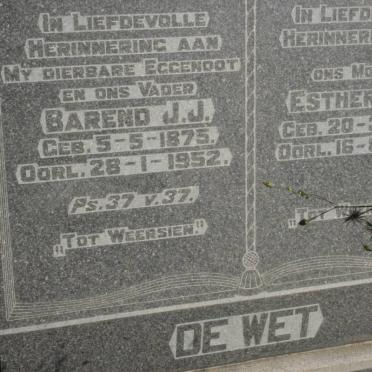WET Barend J.J., de 1875-1952 &amp; Esther J.A. 1875-1966
