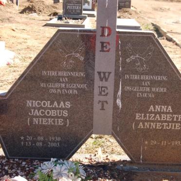 WET Nicolaas Jacobus, de 1930-2003 &amp; Anna Elizabeth 1932