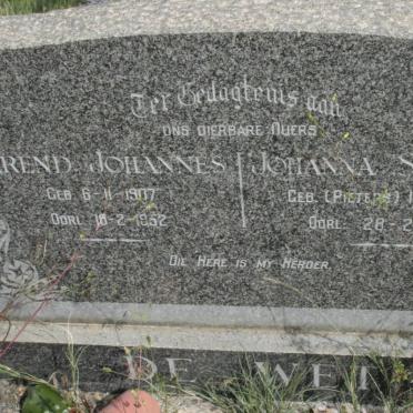 WET Barend Johannes, de 1907-1952 &amp; Johanna Susanna PIETERS 1907-1996