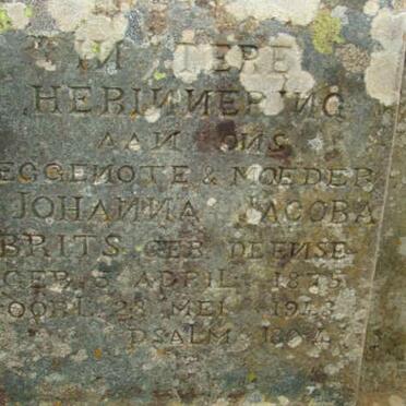 BRITS Johanna Jacoba nee DEENSE 1875-1948