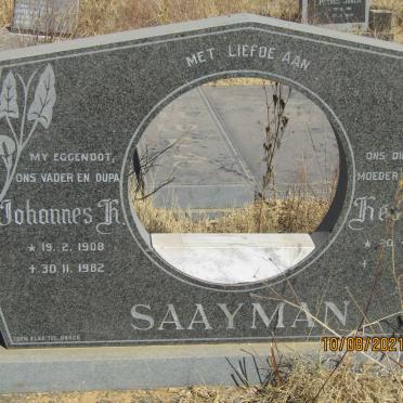 SAAYMAN Johannes K. 1908-1982 &amp; Hester M 1923-