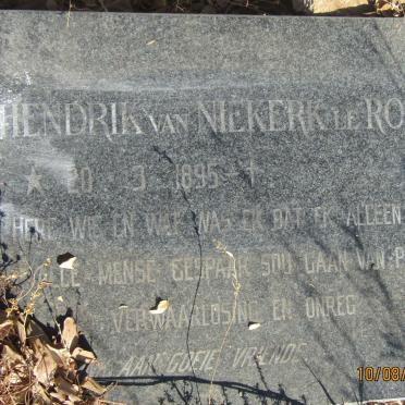 ROUX Hendrik Van Niekerk, le 1895-