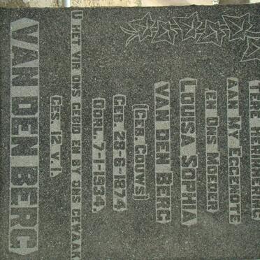 BERG Louisa Sophia, van den nee GOUWS 1874-1934